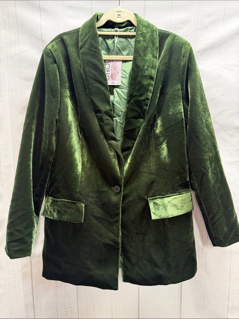 Oyrosy NWT Emerald Green Luxurious Velvet Single Button Blazer Jacket Size 4X